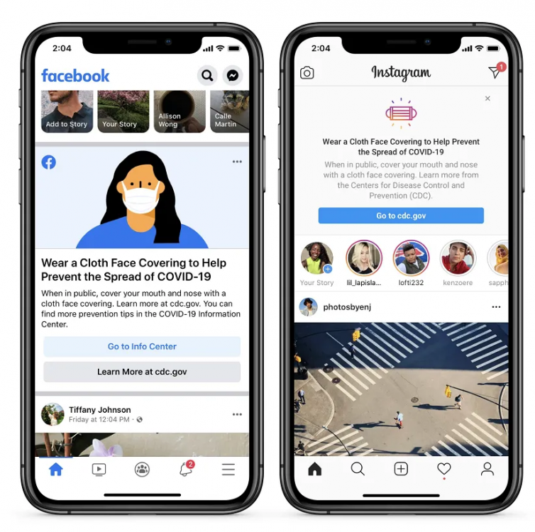 Facebook and Instagram to remind users to wear face mask with prompt message