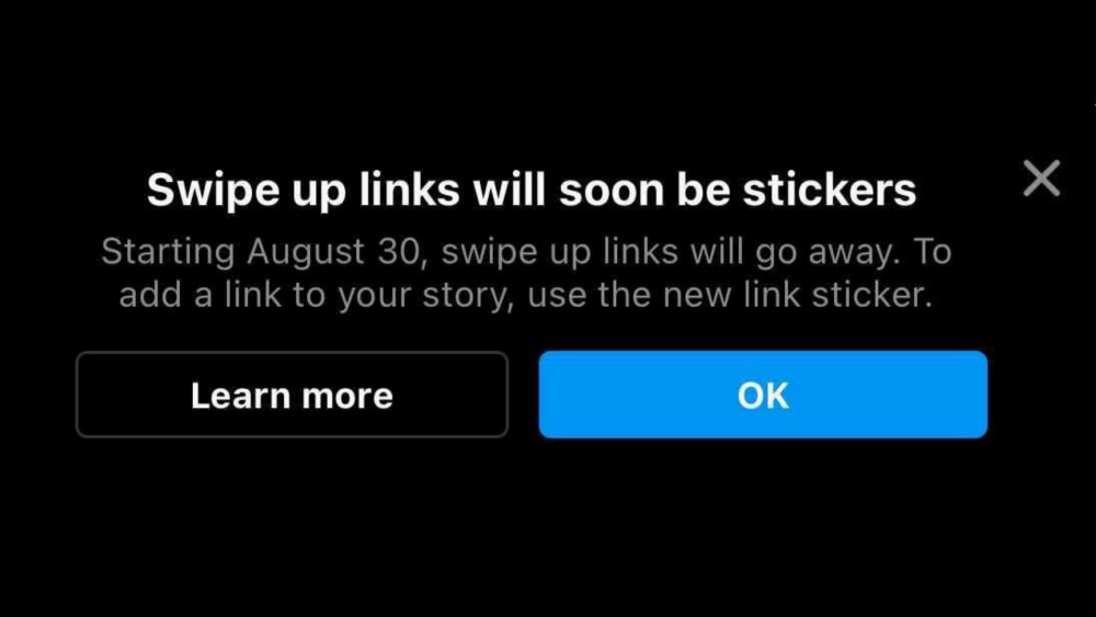 Instagram is removing the swipe-up link on stories