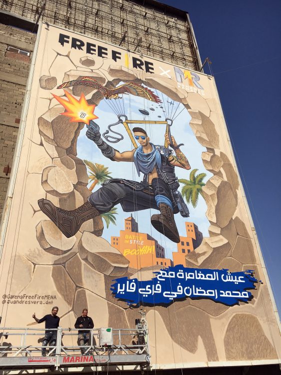 Guinness World Record Artist Juandrés Vera Paints Two 3D Murals of Mohamed Ramadan's In-Game Player in Garena Free Fire