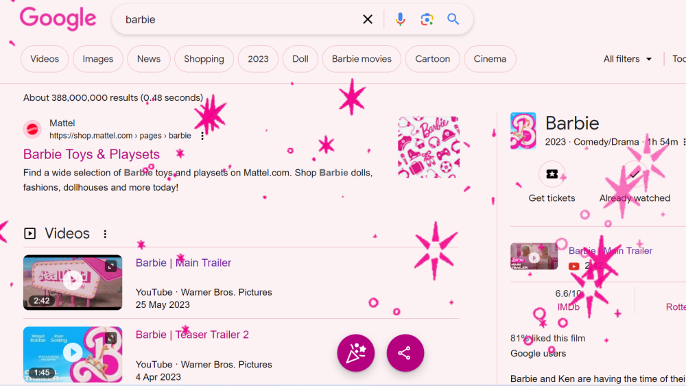 Google turns pink for Barbie