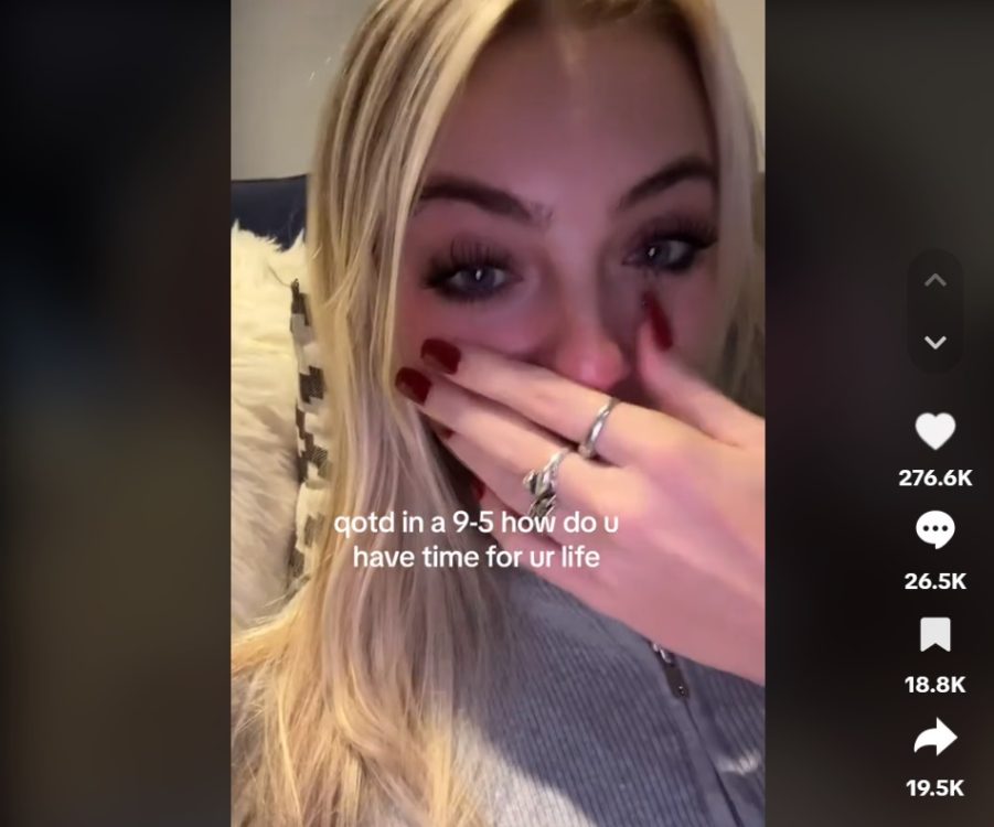 Gen Z influencer complains on TikTok for working 9-5